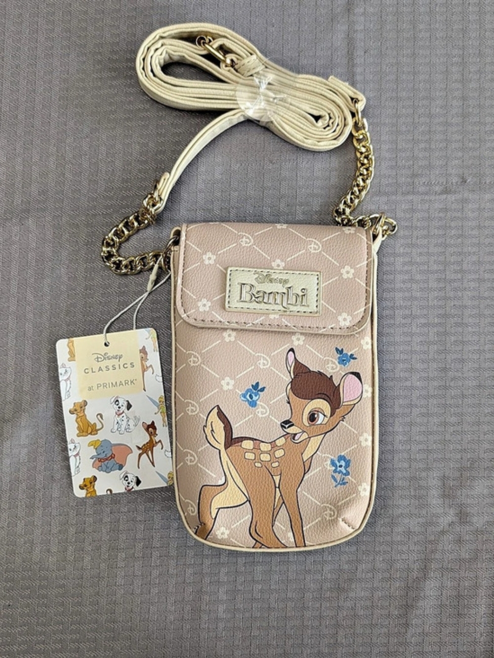 Disney Classics BAMBI Crossbody Purse Phone Holder Wallet Cream Gold Primark NWT
